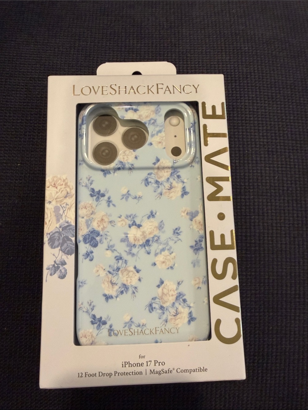 LoveShackFancy Light Blue Floral iPhone 17 Pro Case